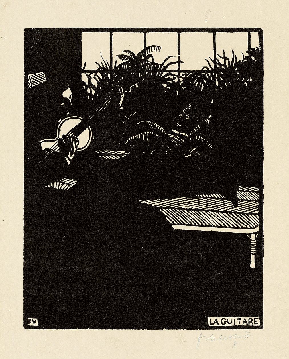 The Guitar, fra serien "Musical Instruments", V, 1897 av Felix Edouard Vallotton
