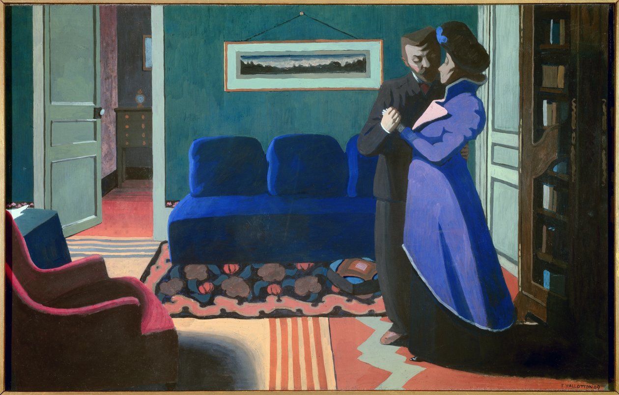 The Visit Painting av Felix Vallotton (1865-1925) (ec.suiss) 1899 Zürich, Kunsthalle av Felix Edouard Vallotton