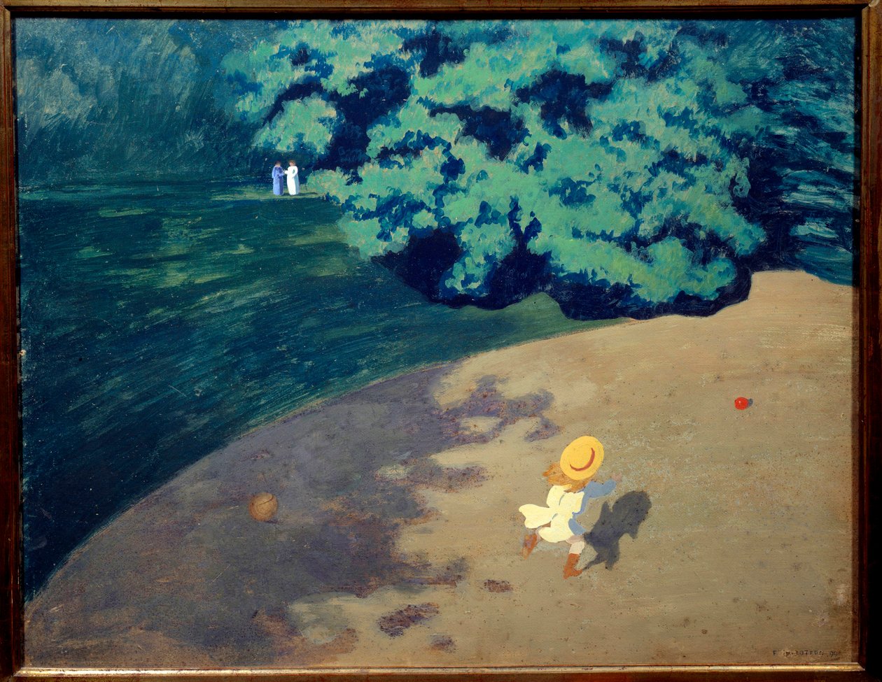 Ballen eller hjørneparken med barn som spiller ball Maleri av Felix Vallotton (1865-1925) 1899 Søn. 0,48 x 0,61m Paris, musee d