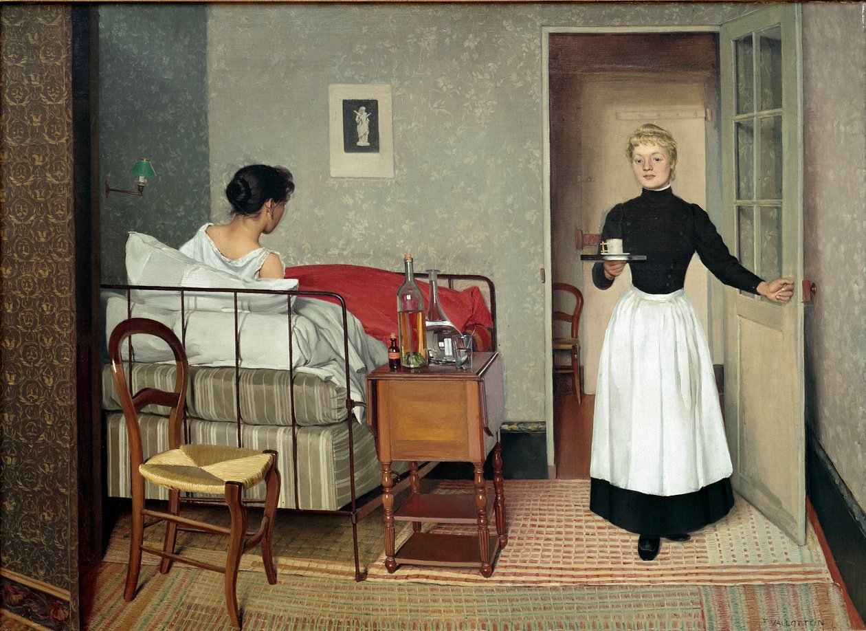 Pasienten (Helene Chatenay). Maleri av Felix Vallotton (1865-1925) av Felix Edouard Vallotton