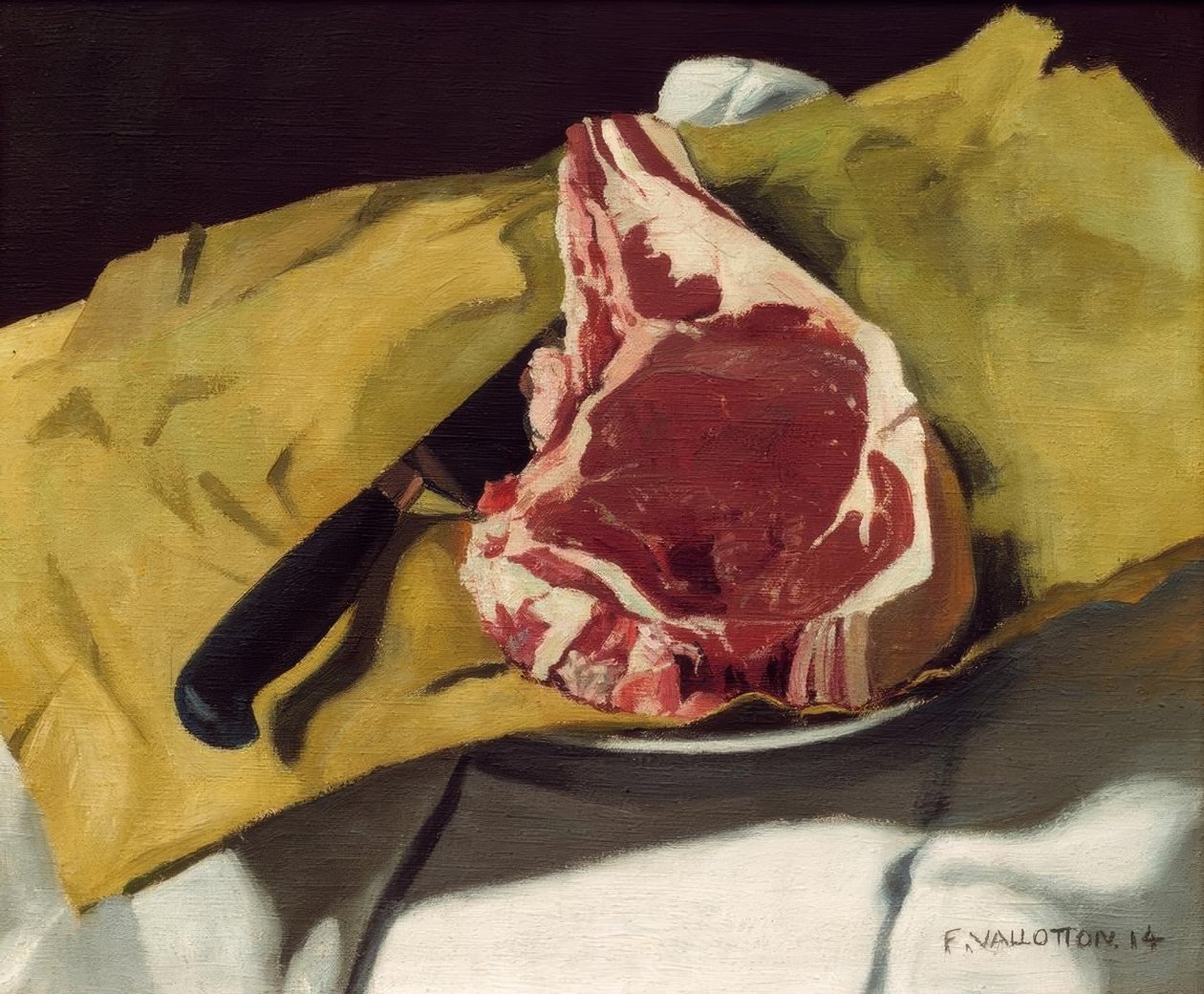 En entrecote på gult papir av Felix Edouard Vallotton