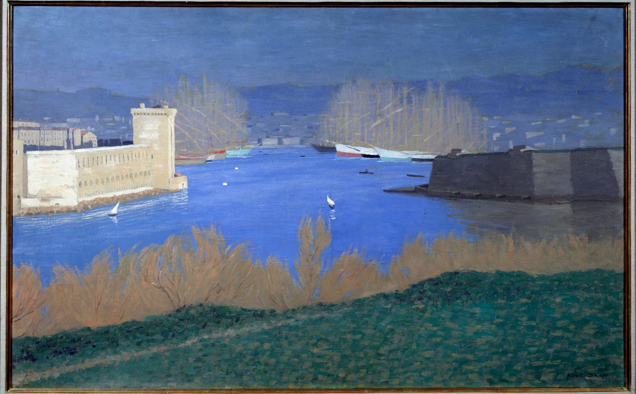 Utsikt over havnen i Marseille Maleri av Felix Vallotton (1865-1925) 1901 Privat samling - Utsikt over havnen i Marseille. Maleri av Felix Vallotton (1865-1925) av Felix Edouard Vallotton