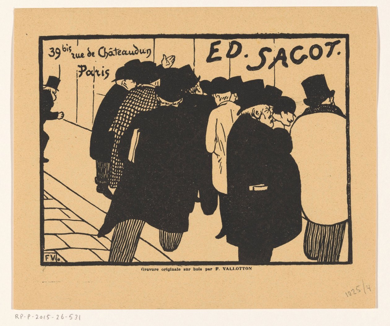 Visittkort fra trykkerihandler Edmond Sagot i Paris av Felix Edouard Vallotton