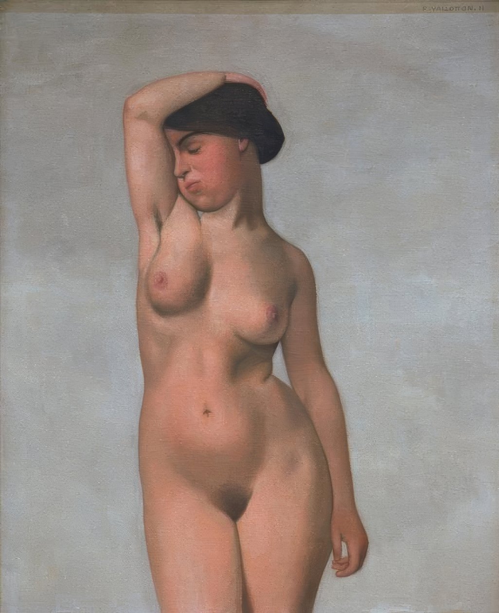Naken kvinne med løftet arm av Felix Edouard Vallotton