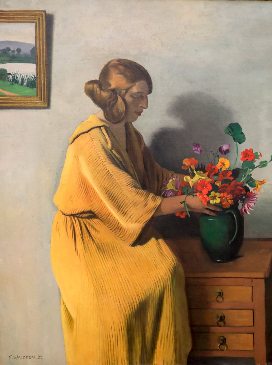 Kvinne med en haug med blomster av Felix Edouard Vallotton