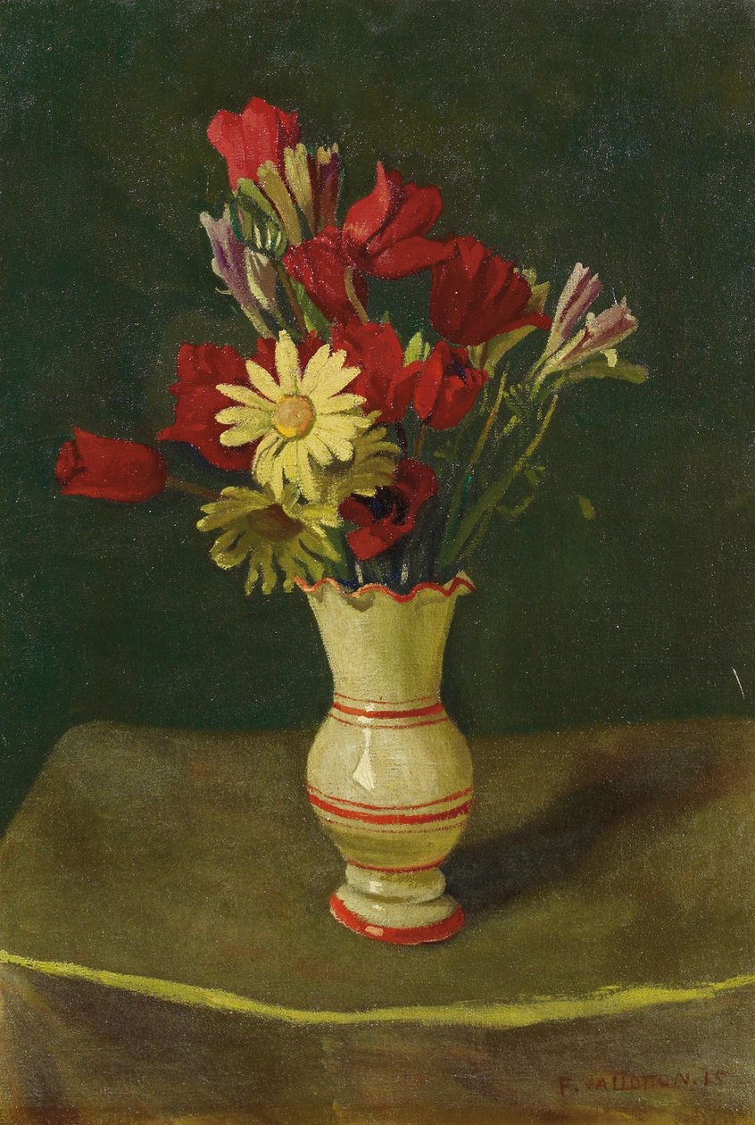 Gule tusenfryd, gul duk, 1915 av Felix Edouard Vallotton