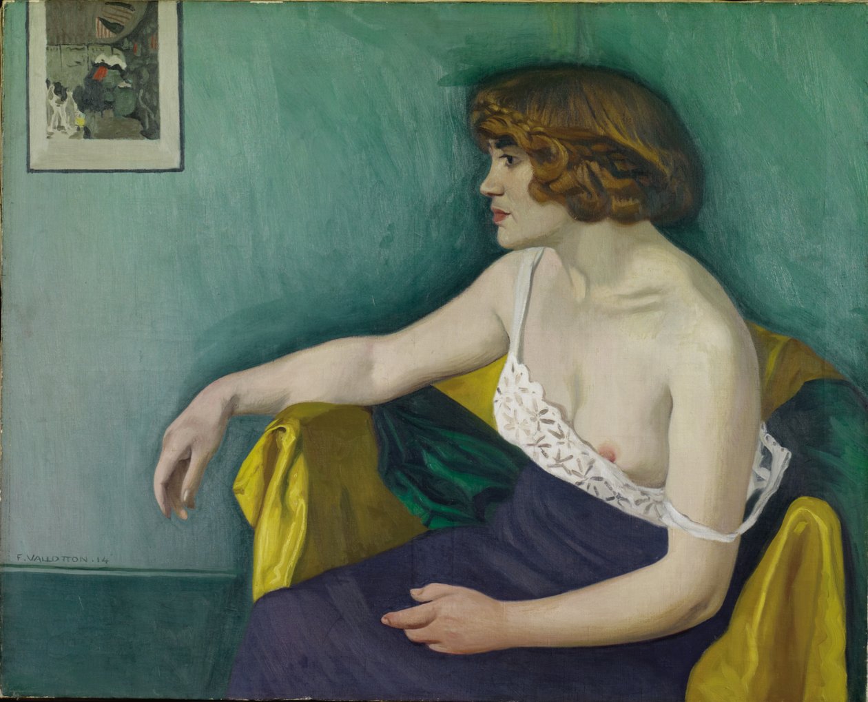 Ung kvinne sittende i profil, 1914 av Felix Edouard Vallotton