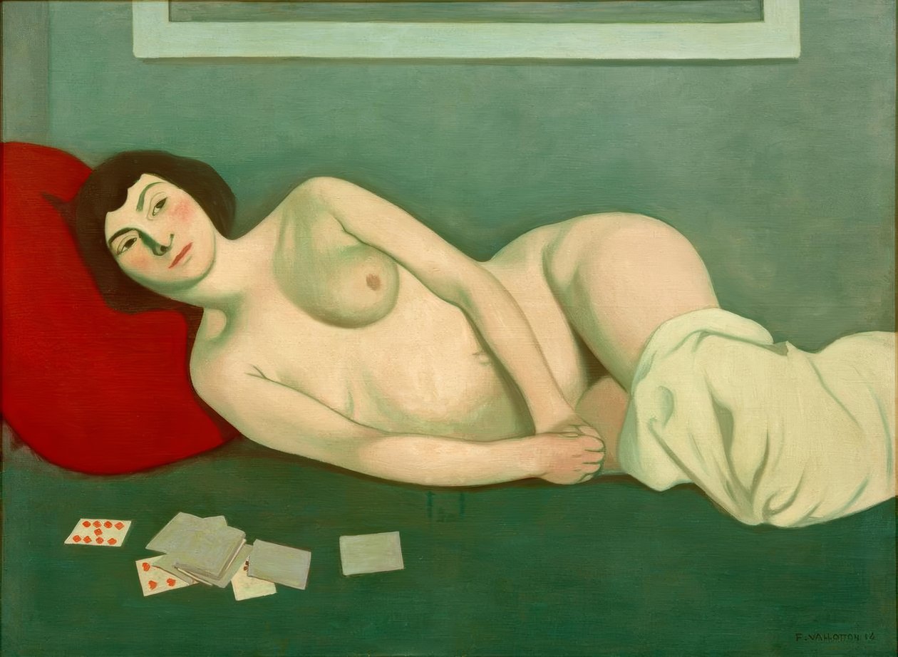 naken kvinne liggende med kredittkort av Felix Edouard Vallotton