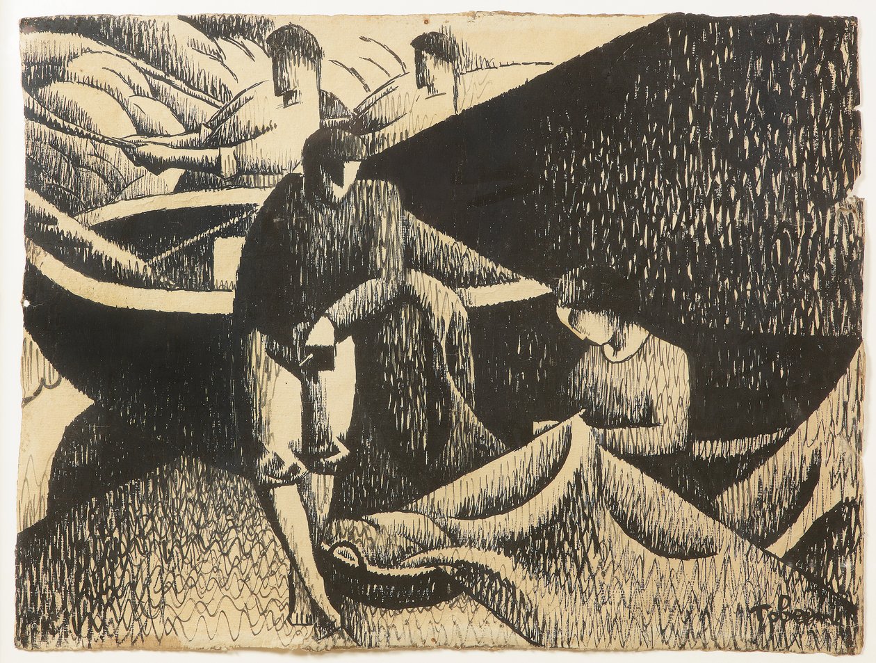 Le Filet, ca. 1912 (blekk på papir) av Felix Elie Tobeen