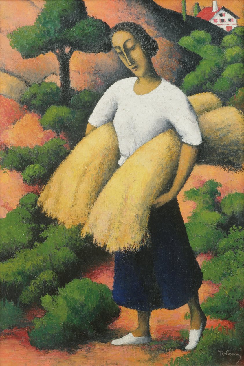 Peasant Harvest (olje på lerret) av Felix Elie Tobeen