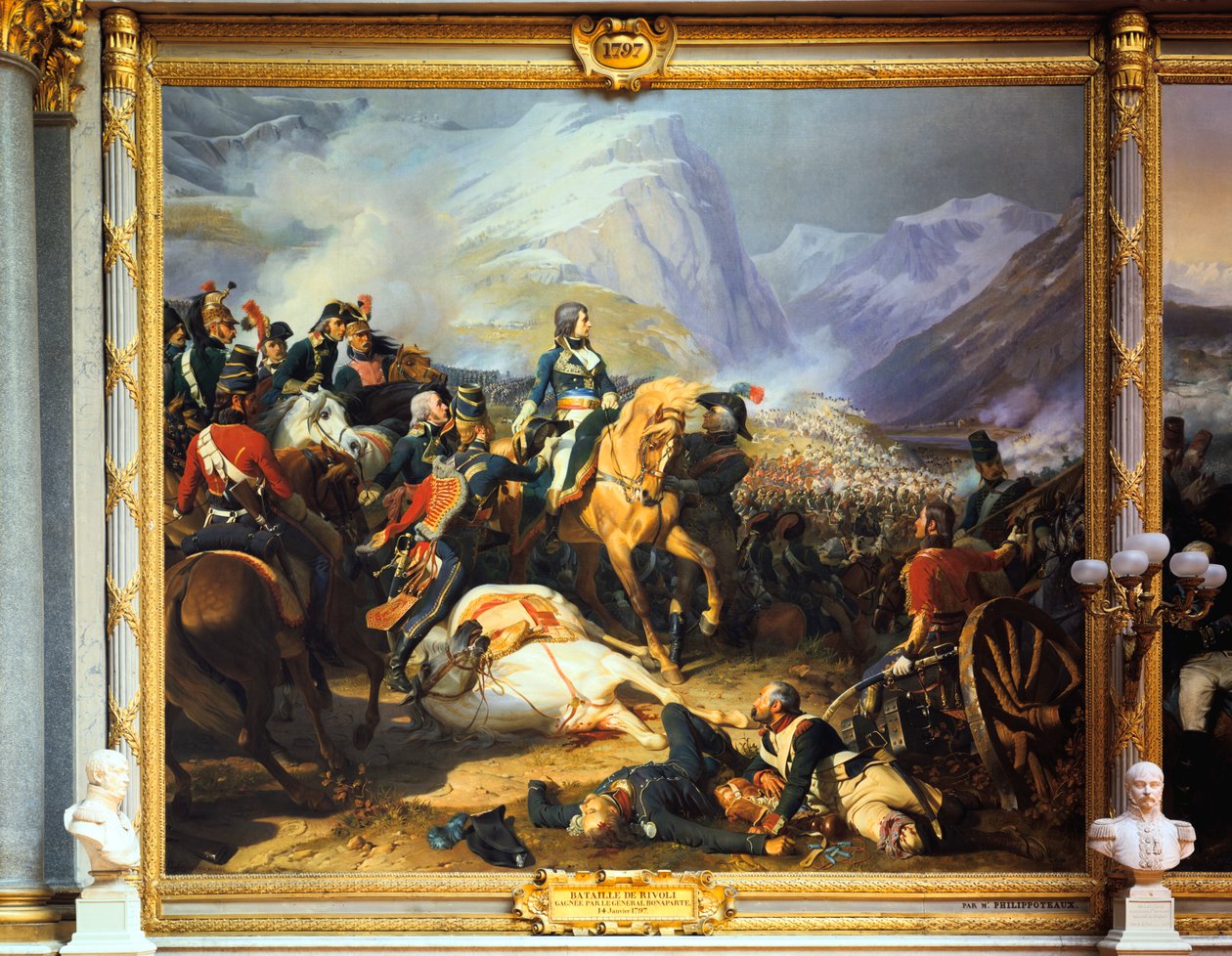Slaget ved Rivoli vunnet av keiser Napoleon I, 14. januar 1797, c1835-1884 av Felix Henri Emmanuel Philippoteaux