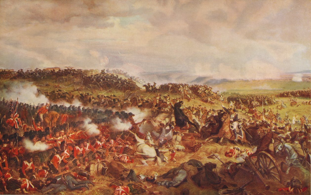 Anklagen for de franske kuirassierne ved Waterloo, 1874, c1915 av Felix Henri Emmanuel Philippoteaux