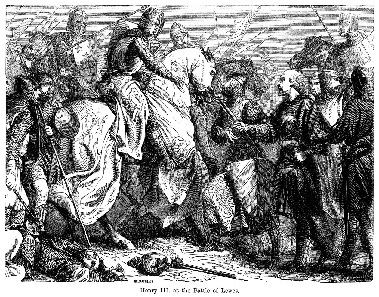 Henry III i slaget ved Lewes, 14. mai 1264. av Felix Henri Emmanuel Philippoteaux