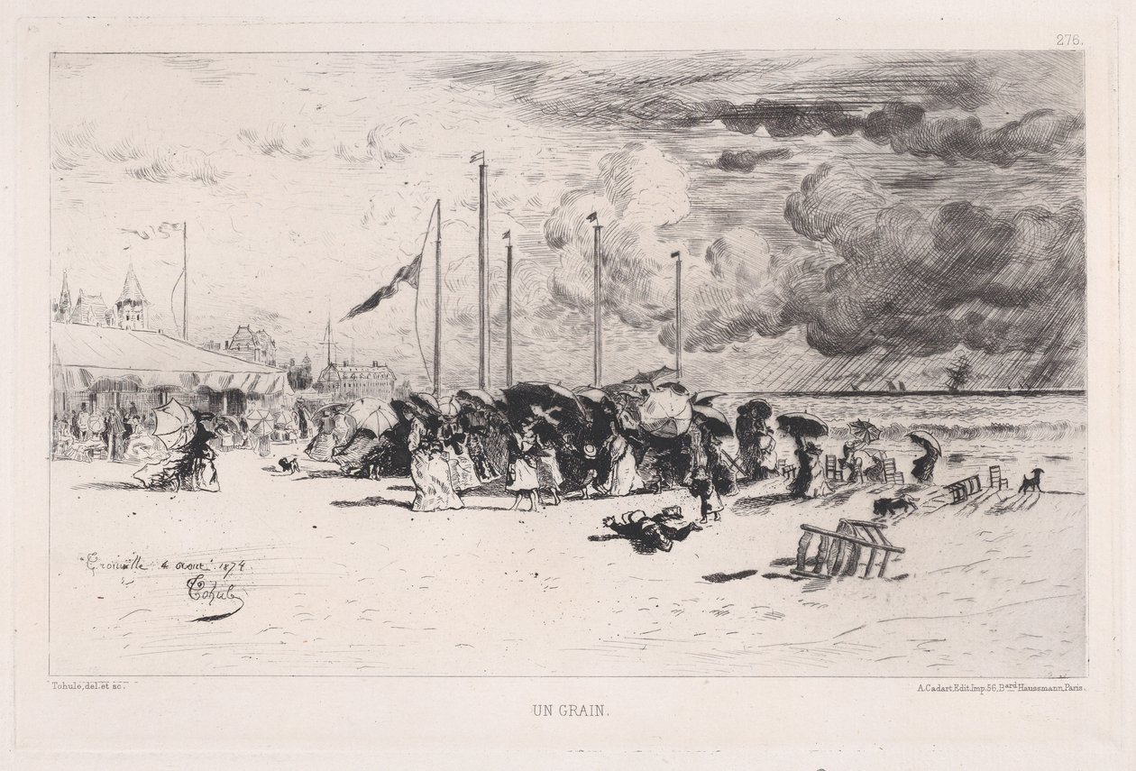 En storm ved Trouville, 1874. av Felix Hilaire Buhot