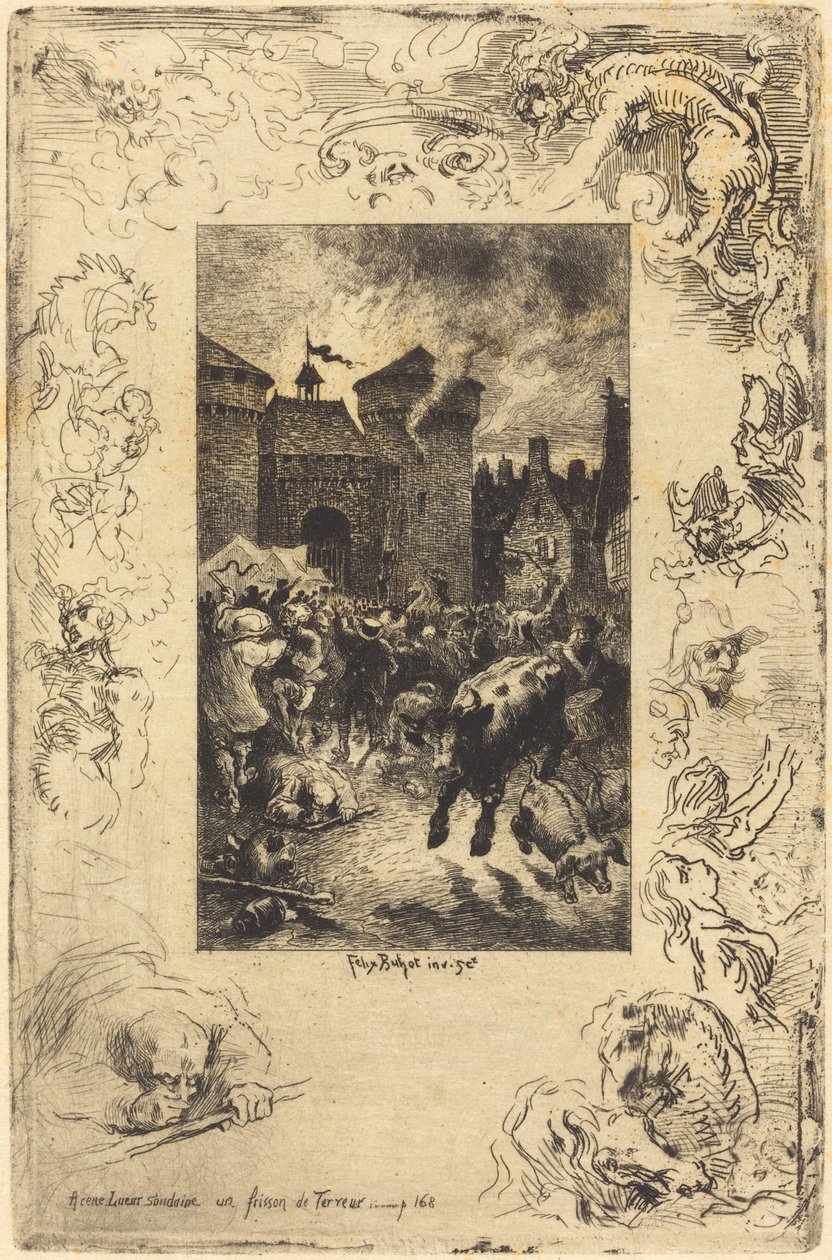 A cette lueur soudaine... (I det plutselige lysglimt...) av Felix Hilaire Buhot