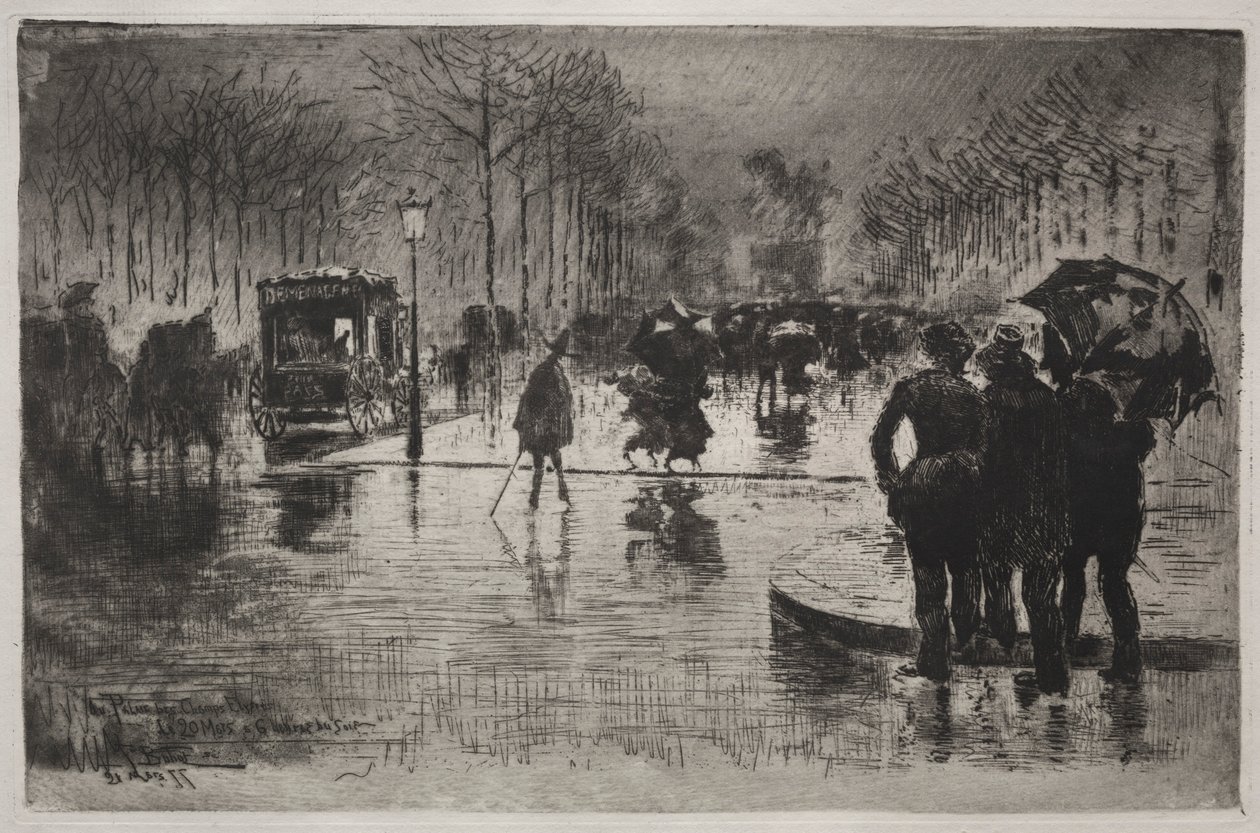 Kunstnere som vender tilbake fra salongen, 1877. av Felix Hilaire Buhot