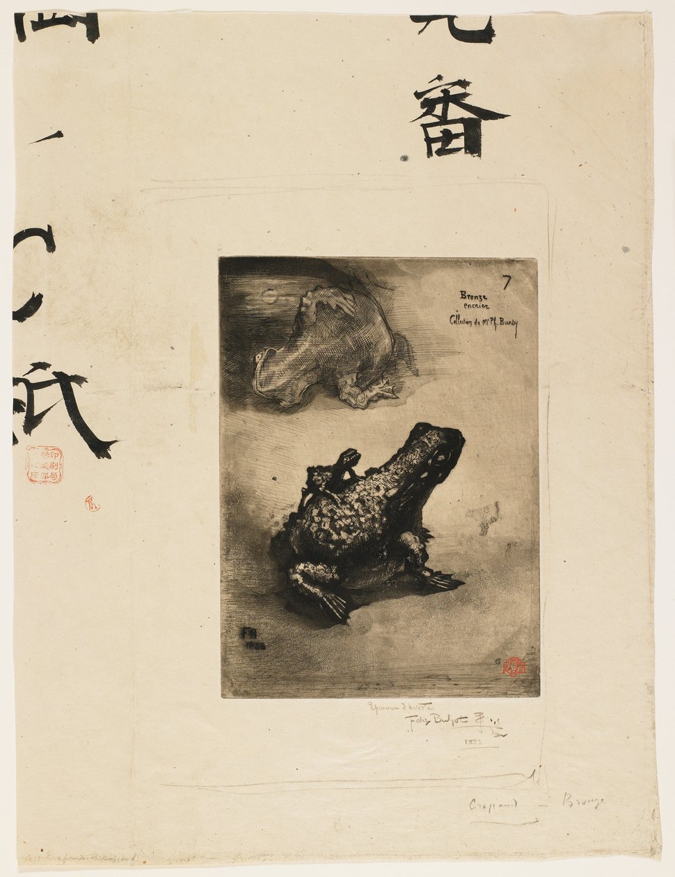 Bronse Frog Inkwell, 1883 (etsing og aquatint) av Felix Hilaire Buhot