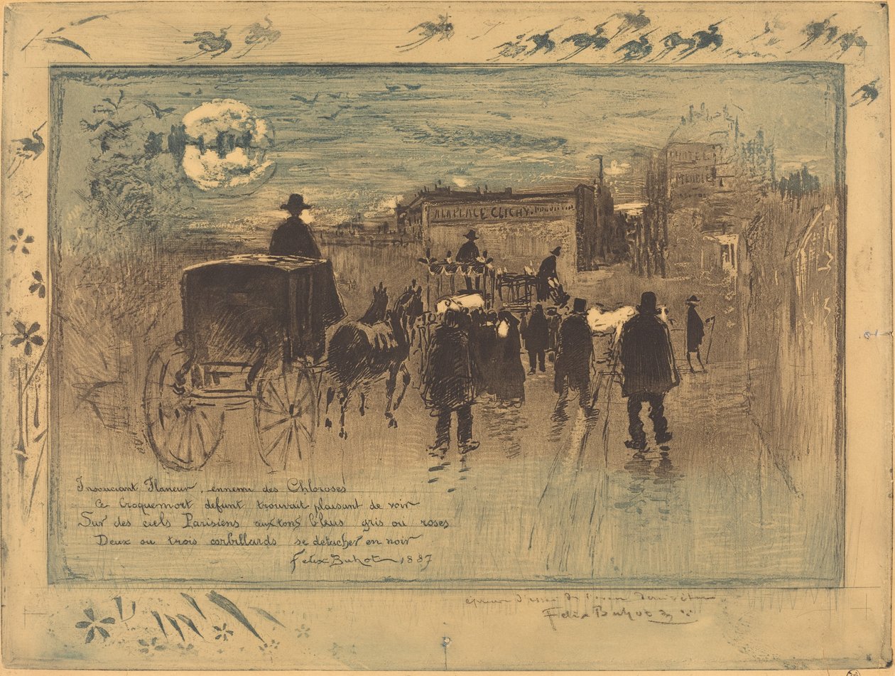 Begravelsesprosesjon på Boulevard de Clichy (Begravelsesprosesjon på Boulevard de Clichy) av Felix Hilaire Buhot