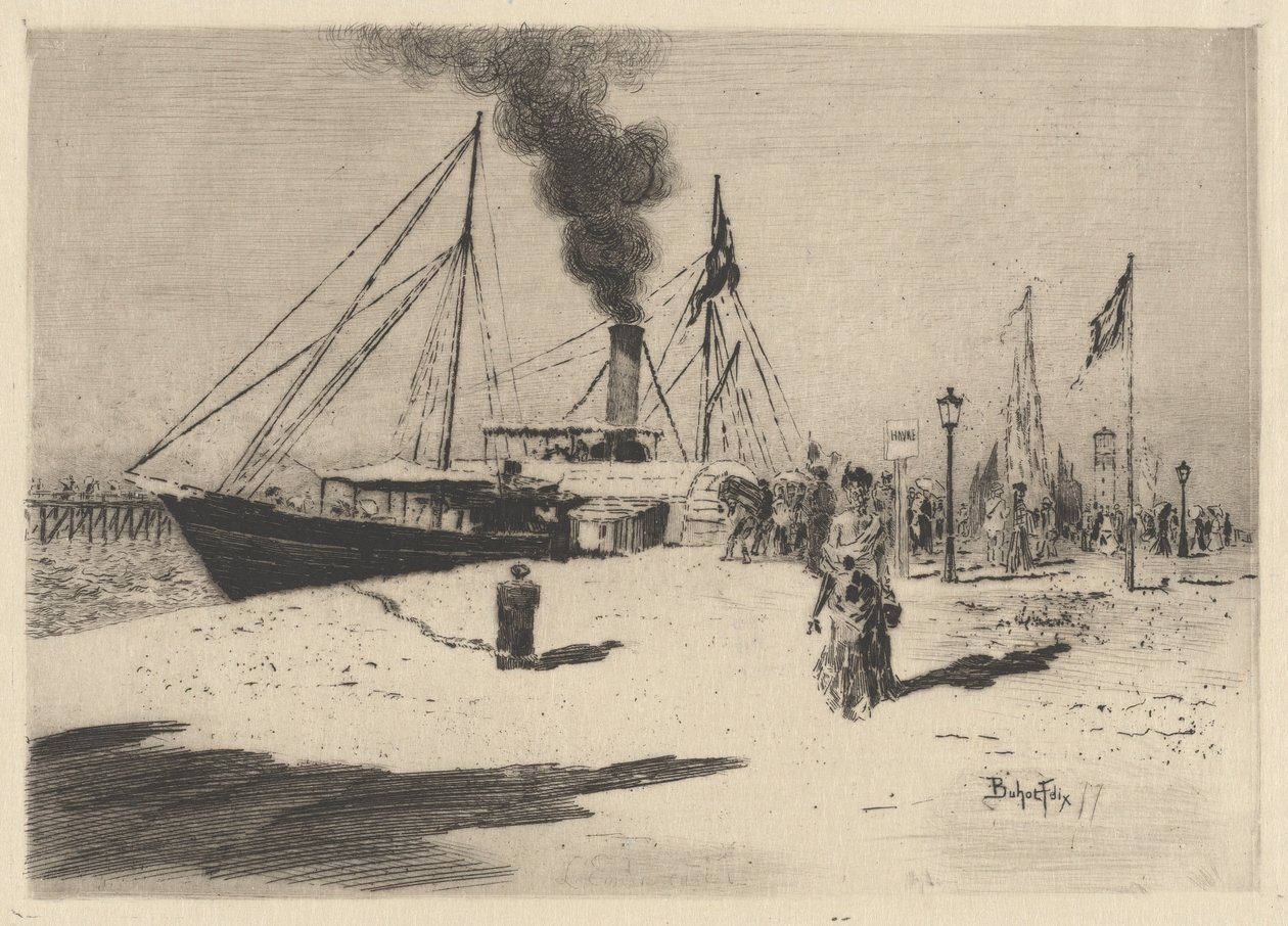 Pier ved Trouville (brygge ved Trouville) av Felix Hilaire Buhot