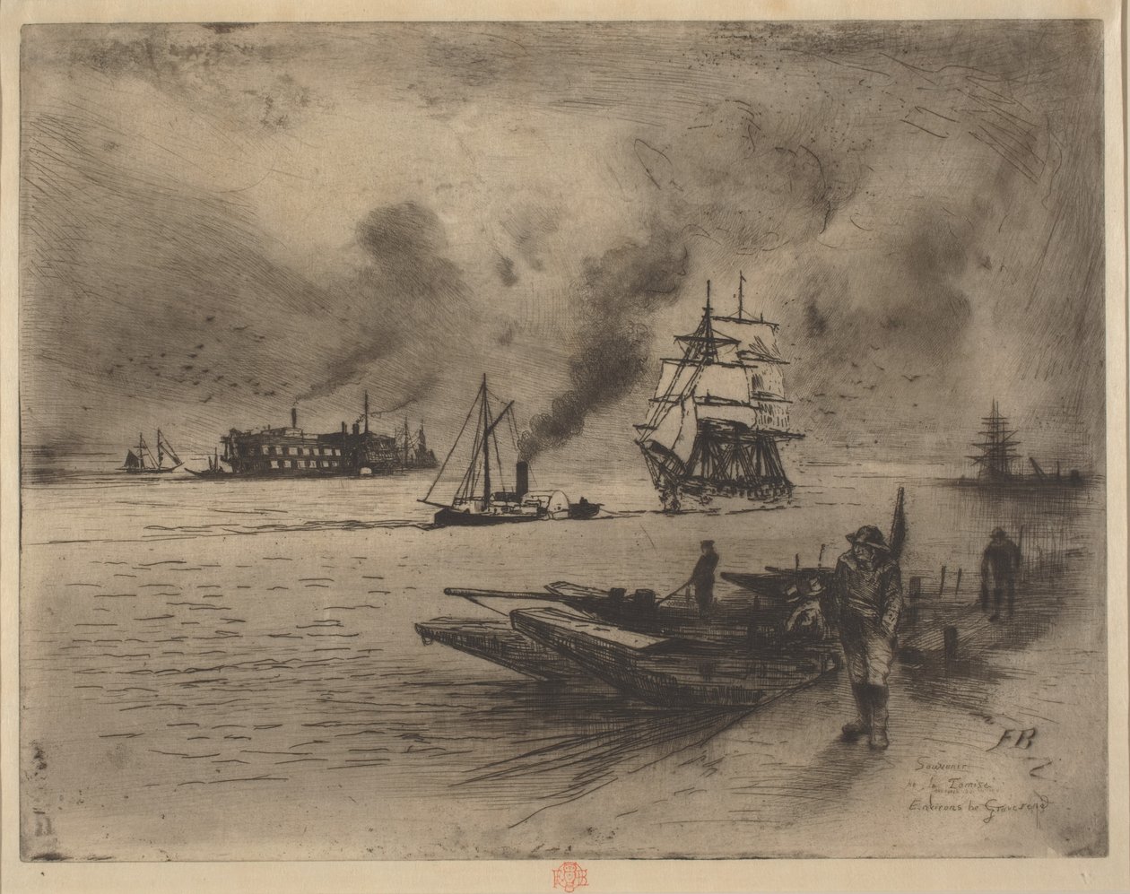 Omgivelsene til Gravesend, 1883. av Felix Hilaire Buhot