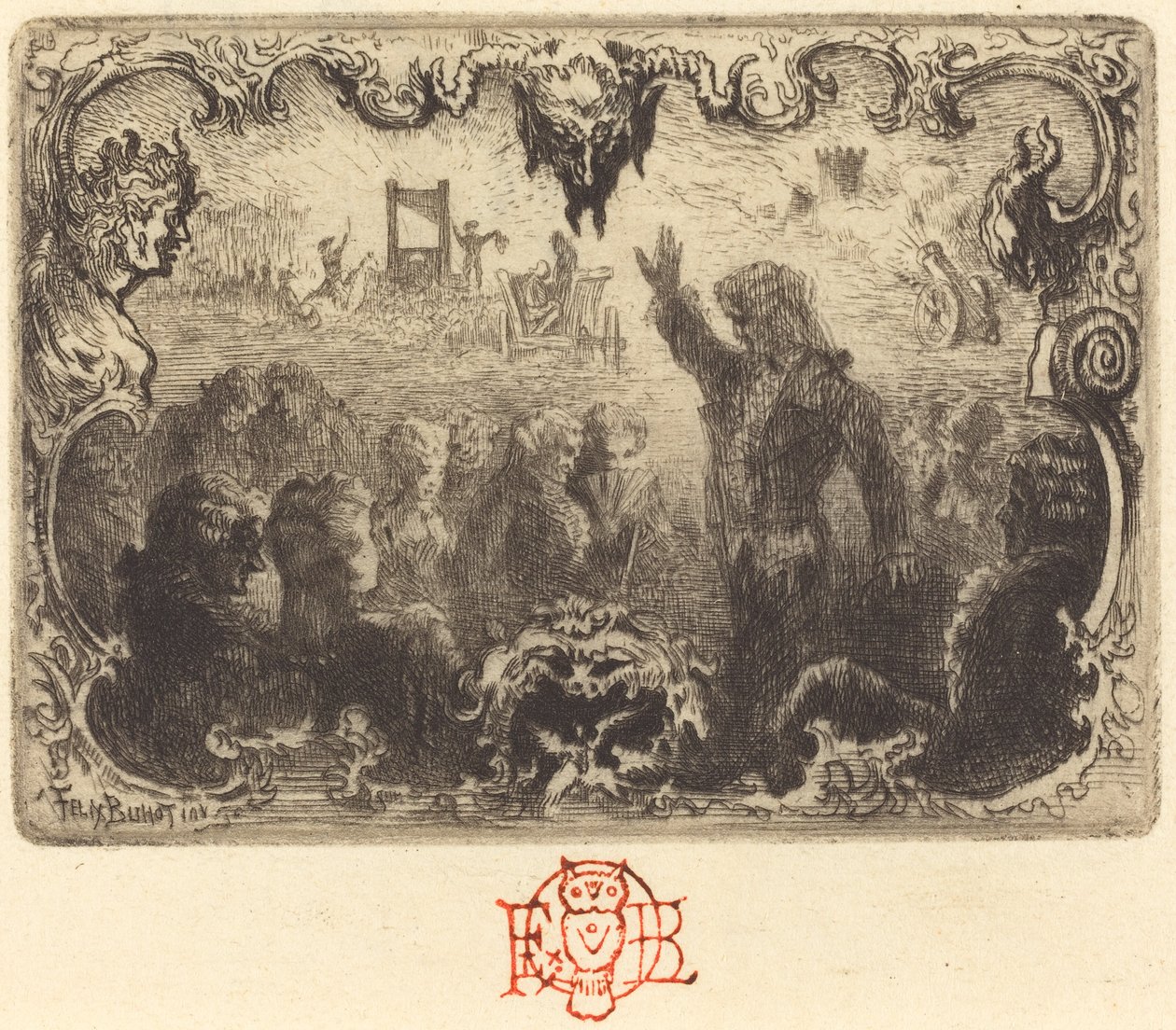 Jacques Cazottes "The Devil in Love" (3. vignett) av Felix Hilaire Buhot