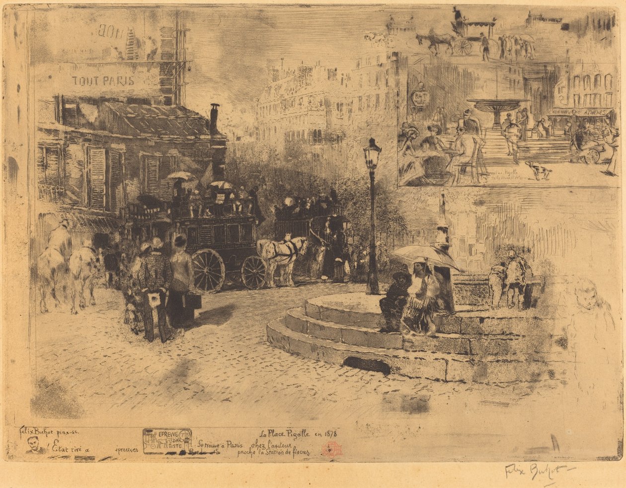 Place Pigalle i 1878 (Place Pigalle i 1878) av Felix Hilaire Buhot