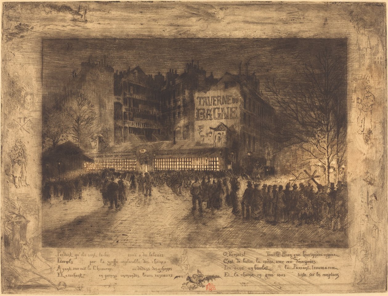 Place des Martyrs og Jailhouse Tavern av Felix Hilaire Buhot
