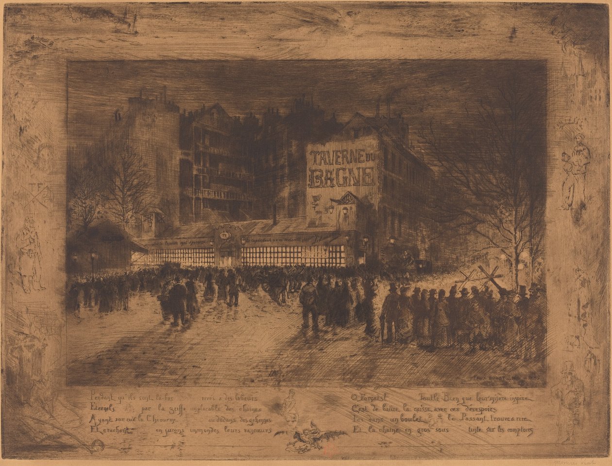 Place des Martyrs og Jailhouse Tavern av Felix Hilaire Buhot