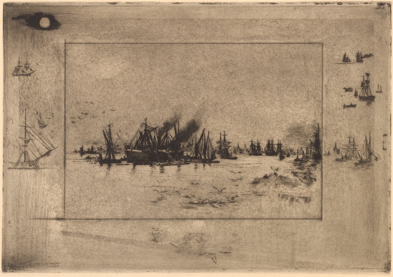 Port aux Mouettes (Port med måker) av Felix Hilaire Buhot