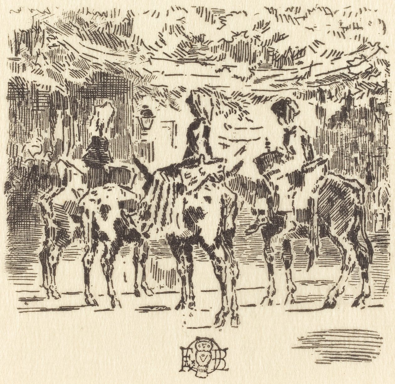 De små eselene fra Luchon av Felix Hilaire Buhot