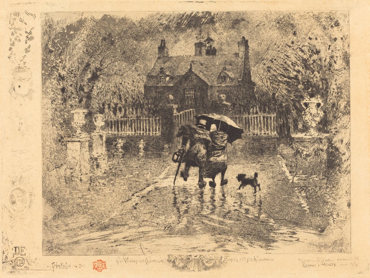 Landlige naboer av Felix Hilaire Buhot
