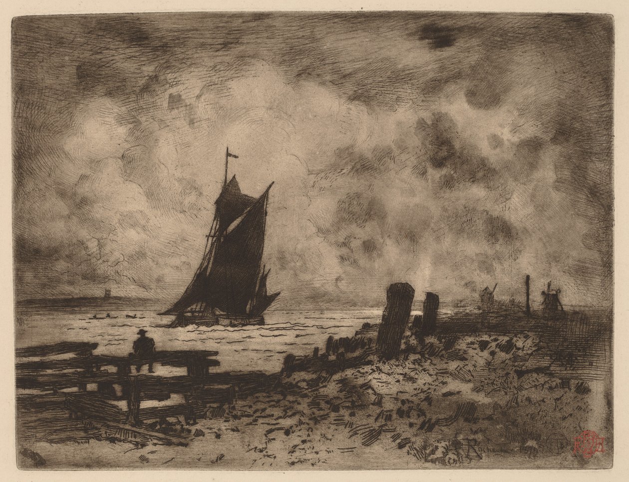 Marine: Souvenir fra Medway av Felix Hilaire Buhot