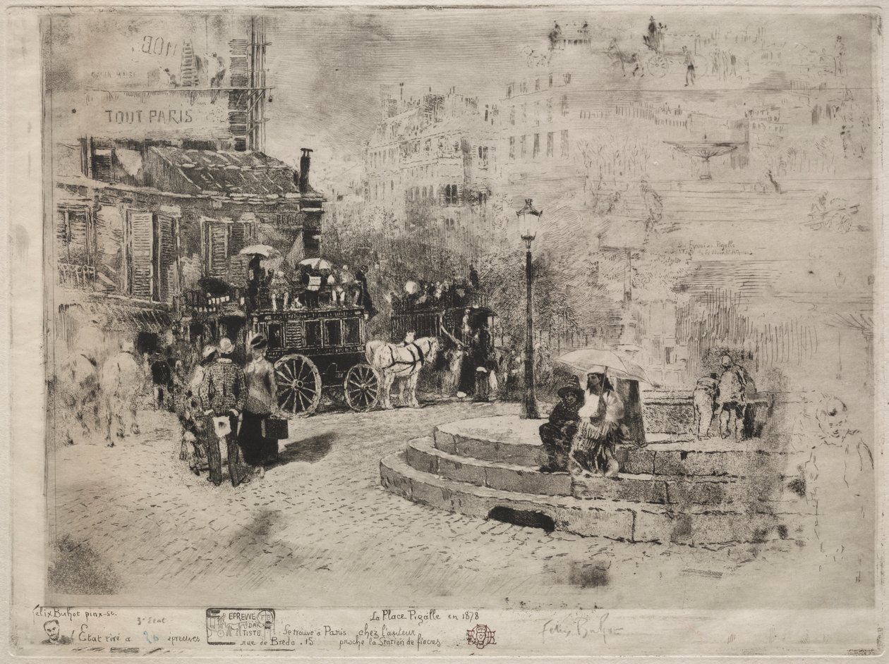 Place Pigalle i 1878 av Felix Hilaire Buhot