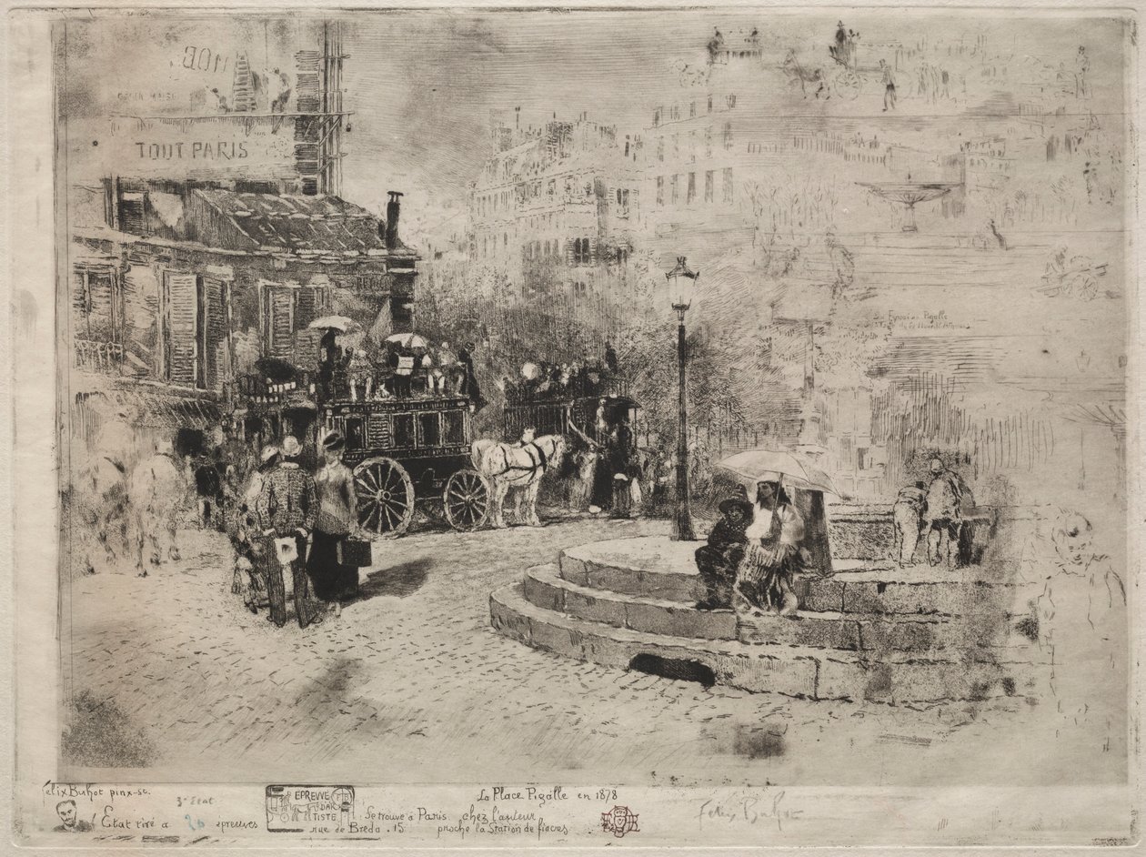 Place Pigalle i 1878, 1878. av Felix Hilaire Buhot