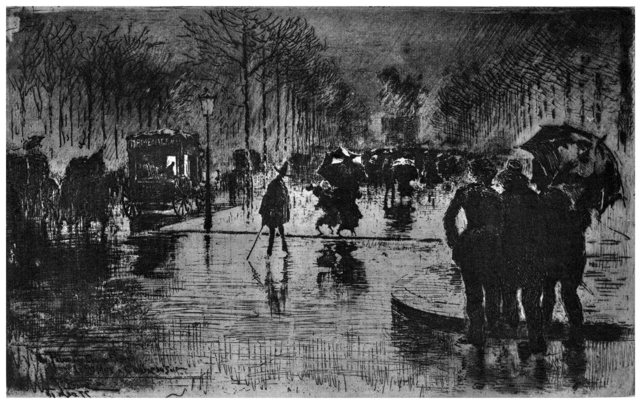 Retur fra Champs-Elysees, c1870-1900 1924 av Felix Hilaire Buhot