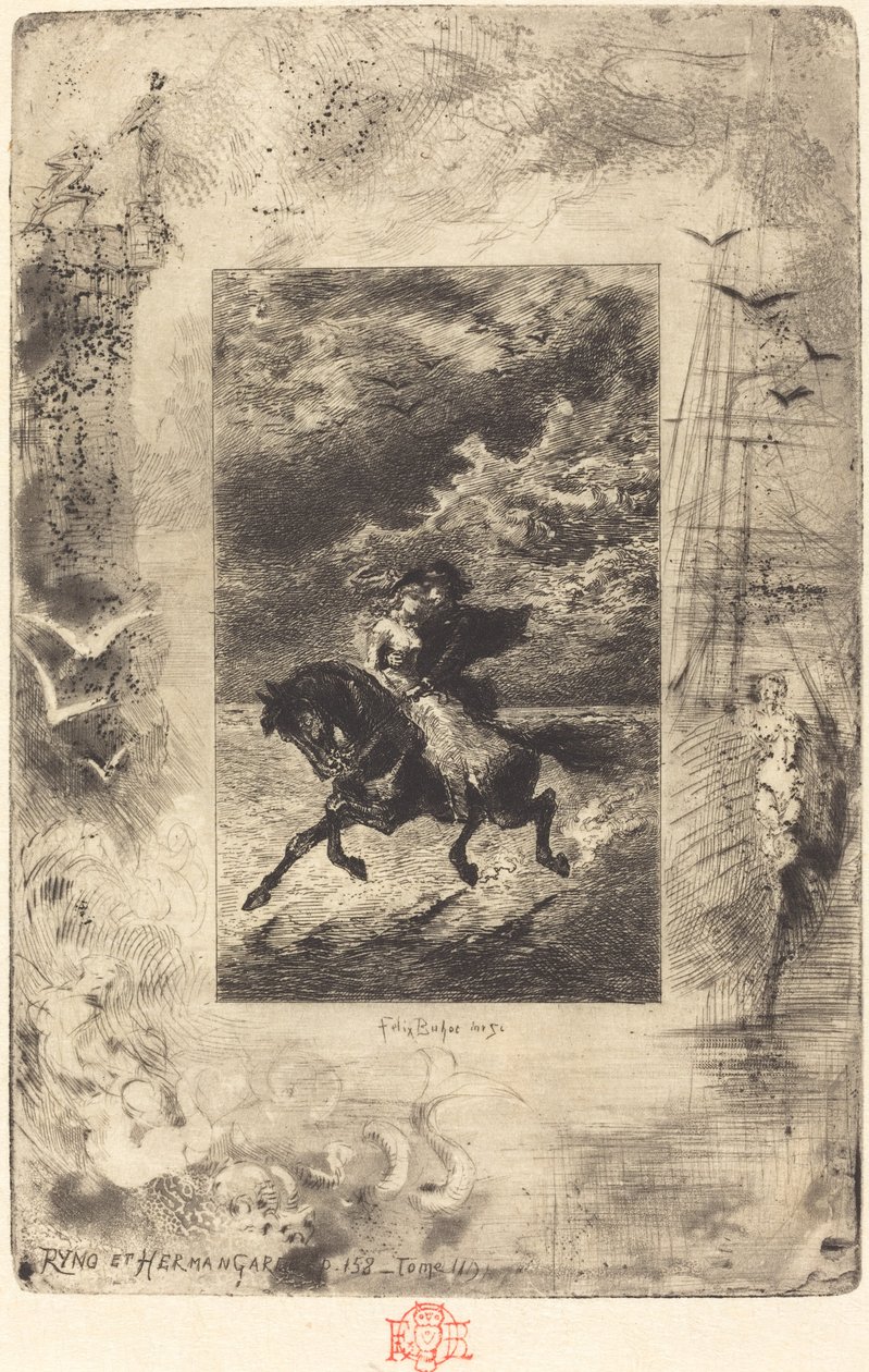 Ryno og Hermangarde av Felix Hilaire Buhot