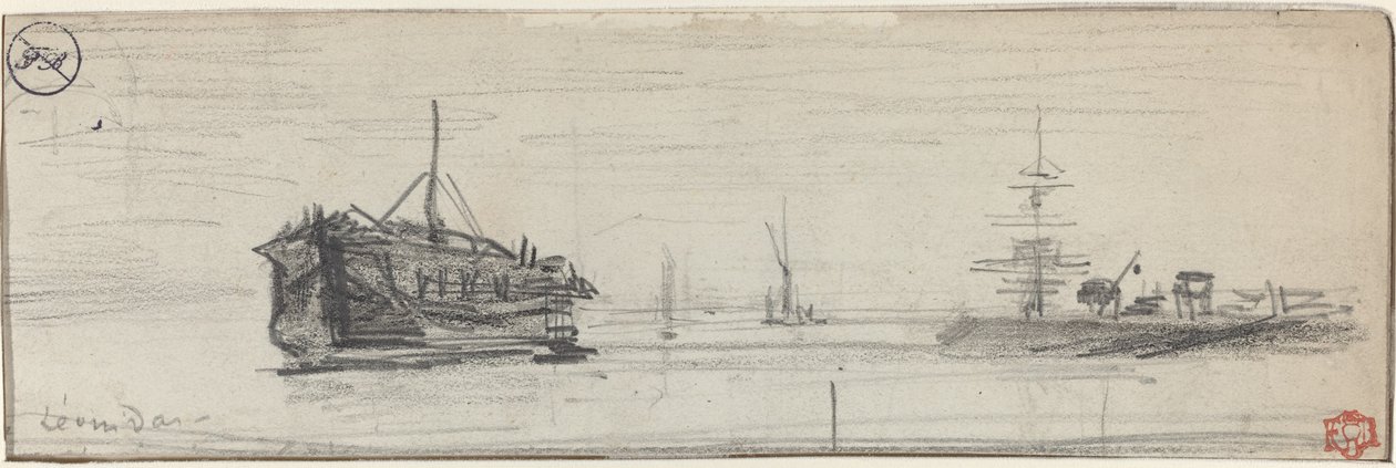 Frakt i Londons havn [recto], ca. 1884. av Felix Hilaire Buhot
