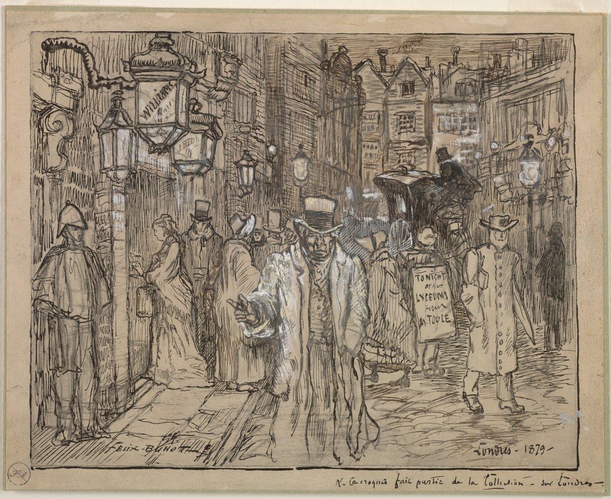 Gatescene i London, 1879. av Felix Hilaire Buhot