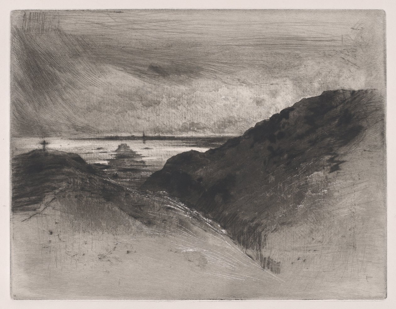The Cliff - Bay of Saint-Malo, 1889-90. av Felix Hilaire Buhot