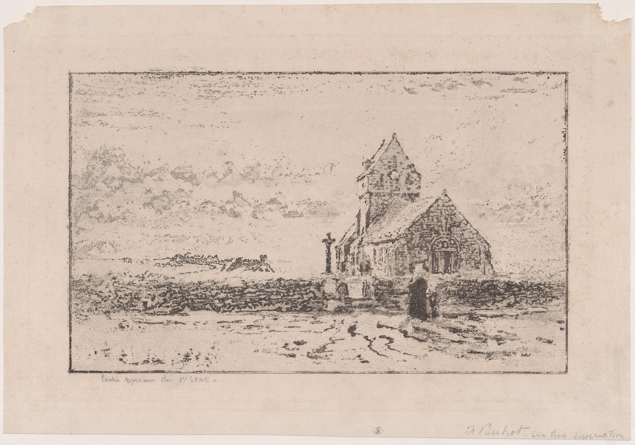Jobourg-kirken, 1887. av Felix Hilaire Buhot
