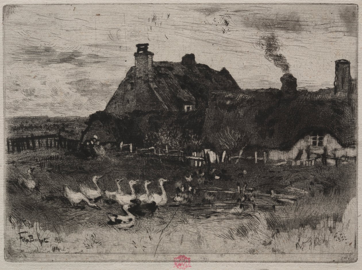 The Little Thatched Cottages, 1878. av Felix Hilaire Buhot