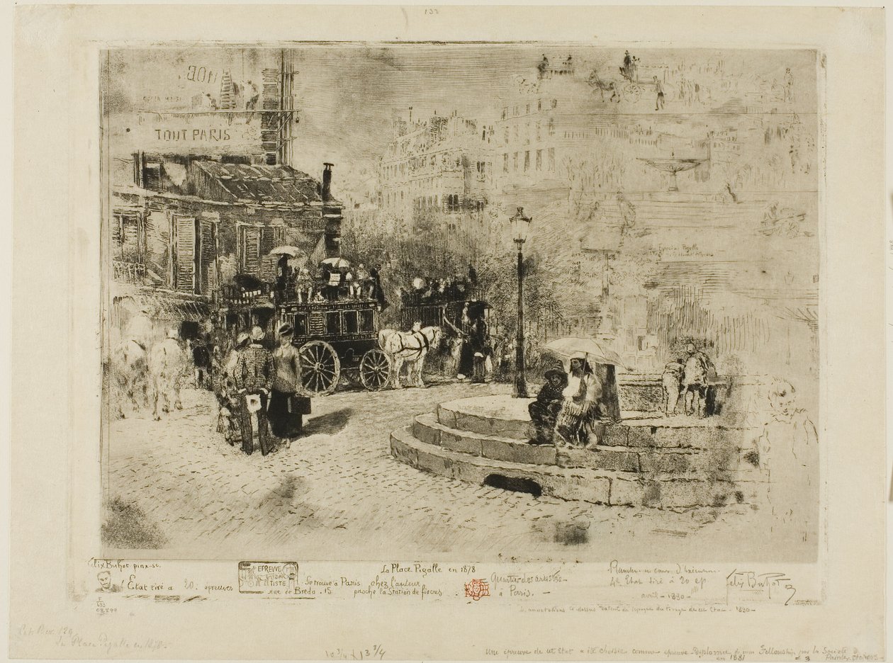 Place Pigalle i 1878 av Felix Hilaire Buhot