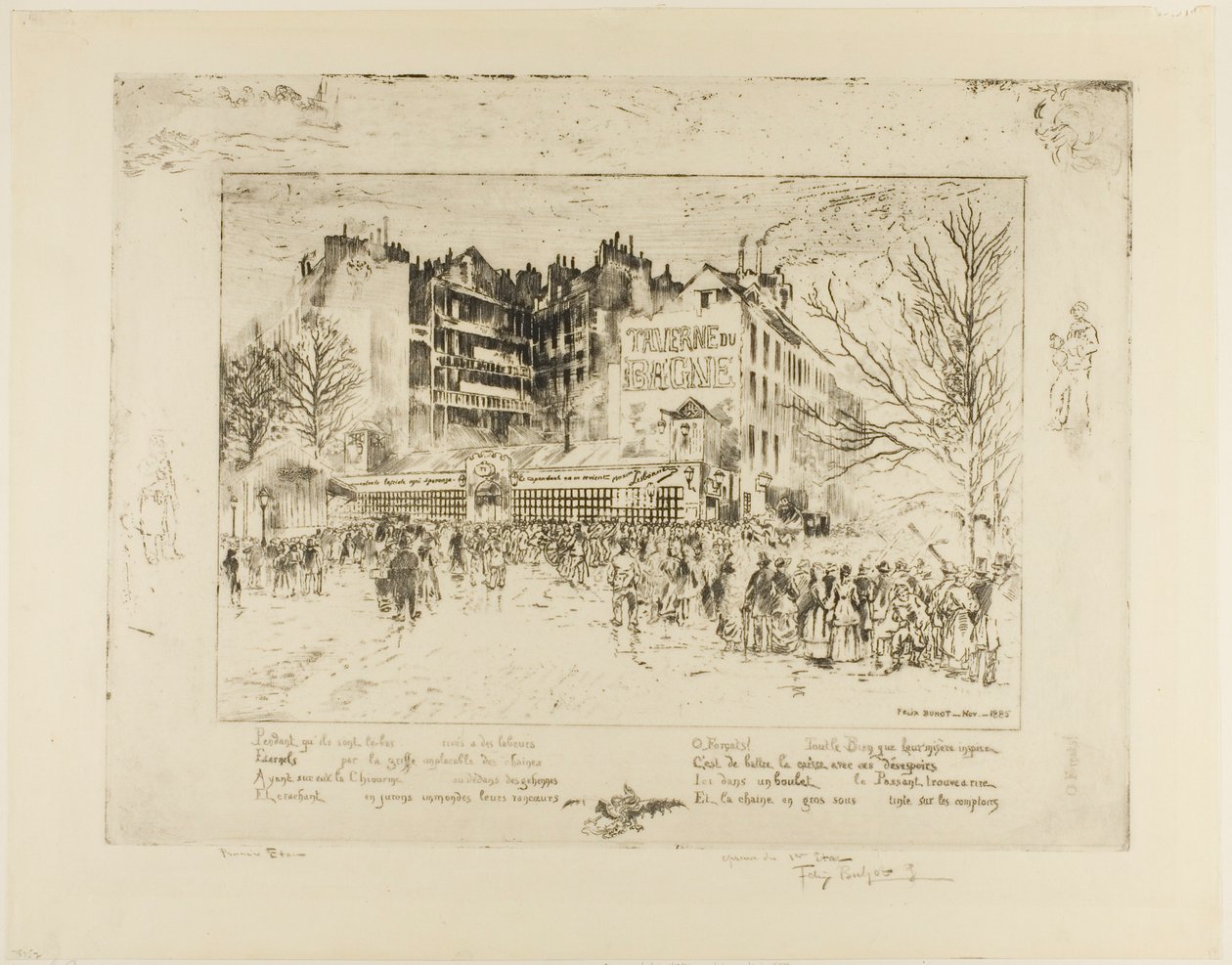 Place des Martyrs og Jailhouse Tavern av Felix Hilaire Buhot