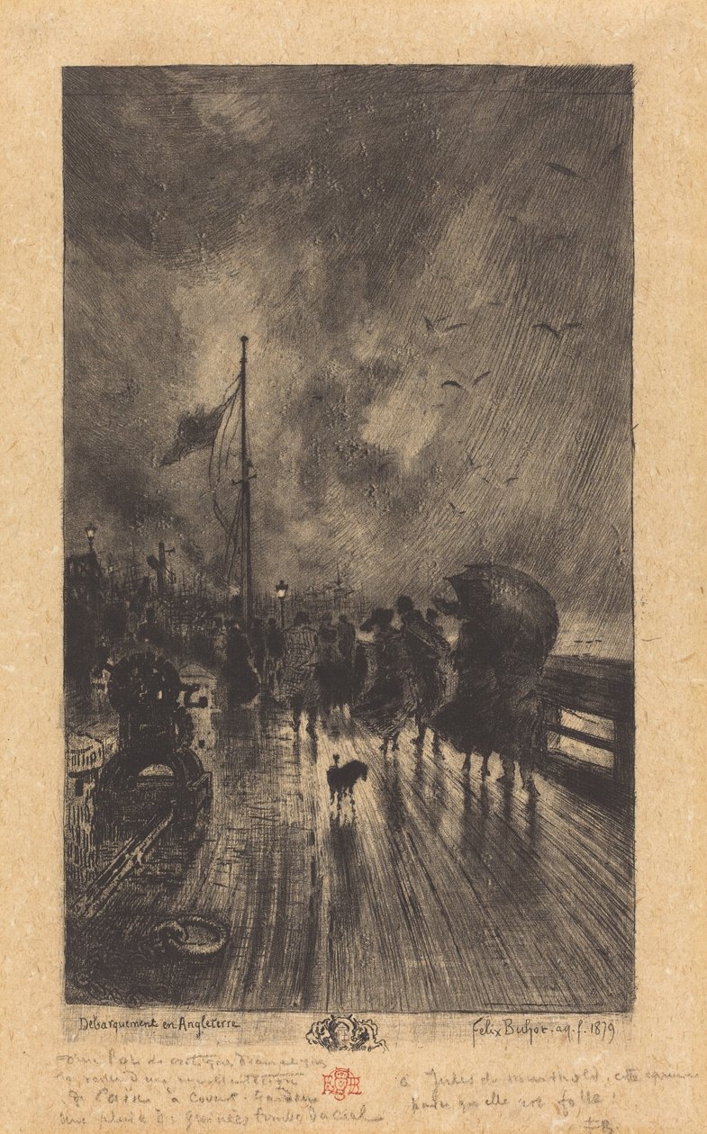 En landing i England av Felix Hilaire Buhot