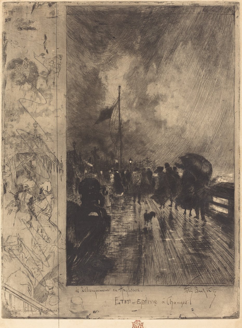 En landing i England av Felix Hilaire Buhot