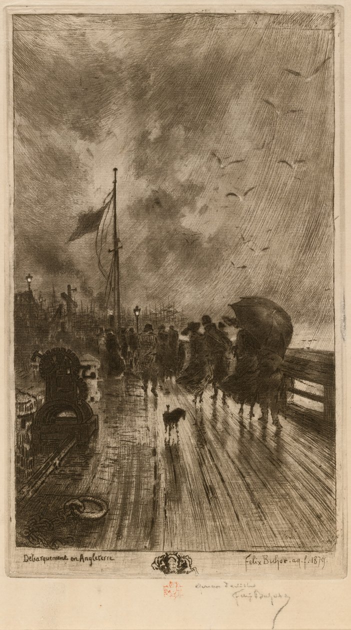 En landing i England av Felix Hilaire Buhot
