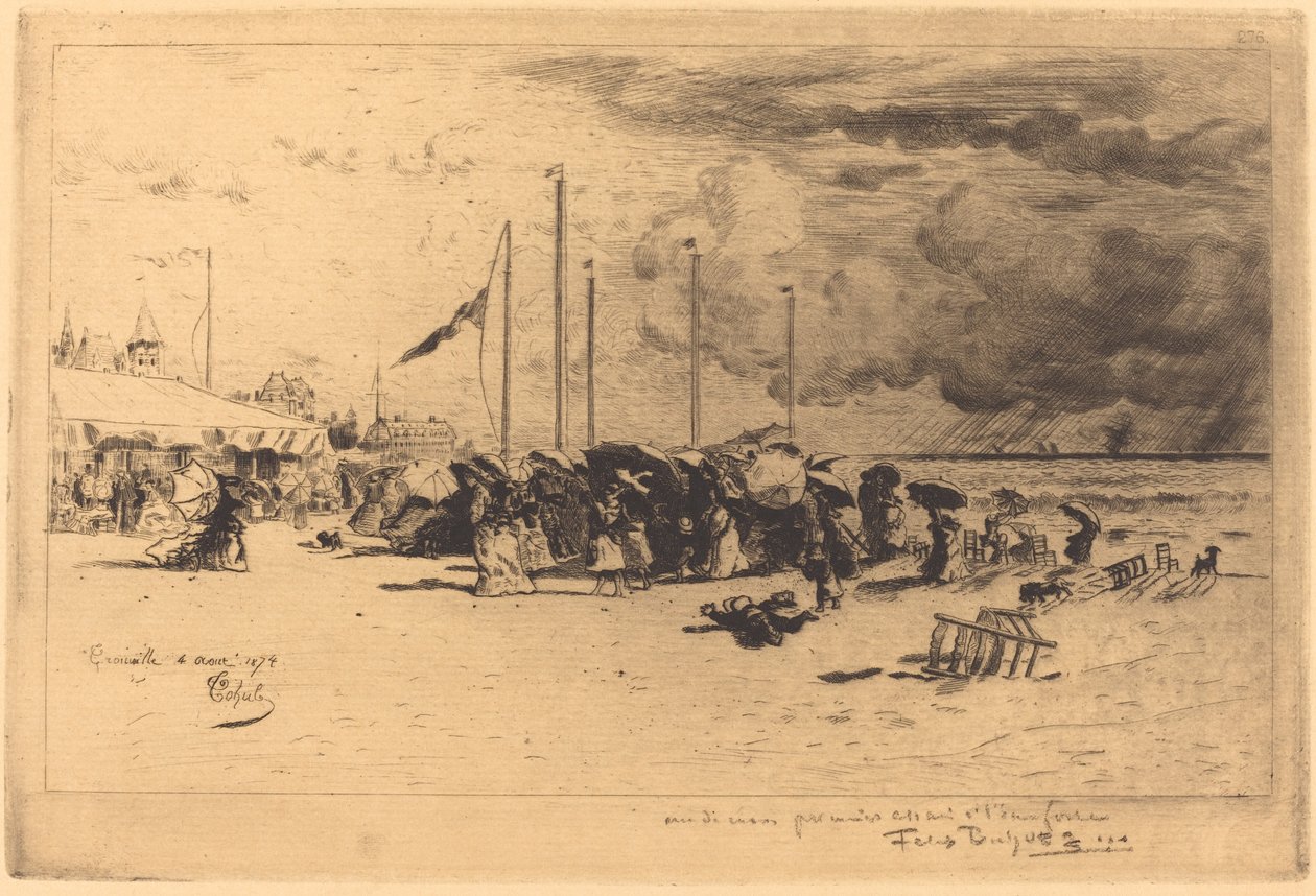 Un Grain à Trouville Squall i Trouville, 18741875. av Felix Hilaire Buhot