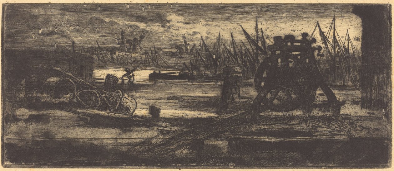 The Old Dock-yard i Rochester av Felix Hilaire Buhot