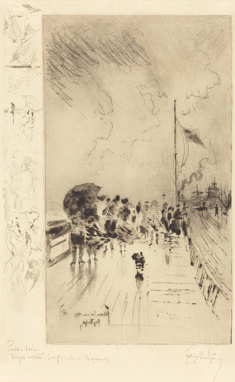 En brygge i England, 1879. av Felix Hilaire Buhot