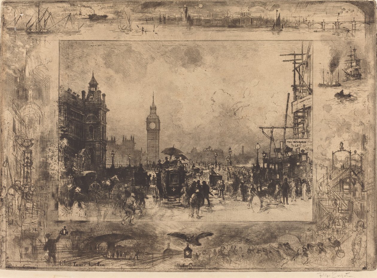 Westminster Bridge av Felix Hilaire Buhot